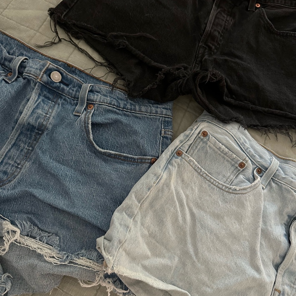 Levi’s Denim Women's Shorts - Black, Blue, and Light Blue
